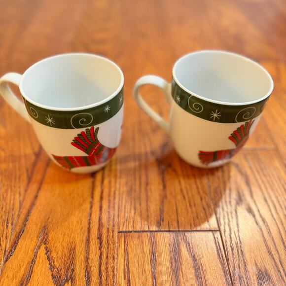 Four Fitz And Floyd Holly Hat Snowman Christmas Coffee Mugs Tea Cups Set of 4 - Picture 11 of 16